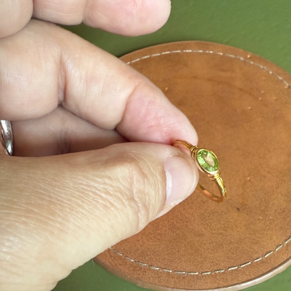 India Boutique Gold Ring with Genuine Green Peridot